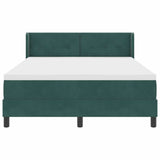 Letto a molle con testiera Verde Scuro 190 x 140 cm Velluto