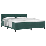 Letto a molle con testiera Verde Scuro 200 x 180 cm Velluto