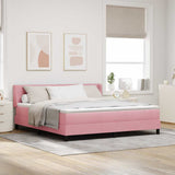 Letto a molle con materasso Rosa 200 x 180 cm Poliestere