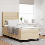 Letto a molle con materasso Crema 90 x 190 cm Tessuto