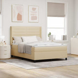 Letto a molle con materasso Crema 140 x 190 cm Tessuto