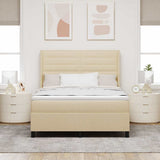 Letto a molle con materasso Crema 140 x 190 cm Tessuto