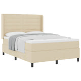 Letto a molle con materasso Crema 140 x 190 cm Tessuto
