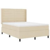 Letto a molle con materasso Crema 140 x 190 cm Tessuto