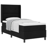Letto a molle con cuscino con testiera Nero 190 x 90 cm Tessuto
