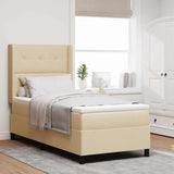 Letto a molle con cuscino Crema 200 x 100 cm Tessuto