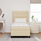 Letto a molle con cuscino Crema 200 x 100 cm Tessuto