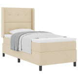 Letto a molle con cuscino Crema 200 x 100 cm Tessuto