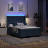 Letto a molle con cuscino con testiera Blu 190 x 140 cm Tessuto