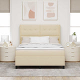 Letto a molle con materasso Crema 200 x 160 cm Tessuto