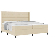 Letto a molle con cuscino Crema 200 x 200 cm Tessuto