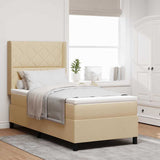 Letto a molle con cuscino Crema 200 x 100 cm Tessuto