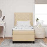Letto a molle con materasso Crema 200 x 100 cm Tessuto