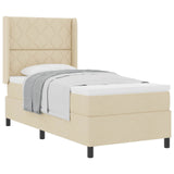 Letto a molle con cuscino Crema 200 x 100 cm Tessuto