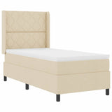 Letto a molle con cuscino Crema 200 x 100 cm Tessuto