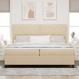 Letto a molle con cuscino Crema 200 x 200 cm Tessuto