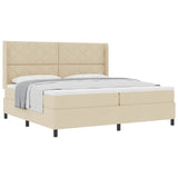 Letto a molle con materasso Crema 200 x 200 cm Tessuto