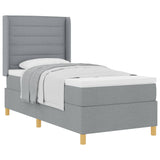 Letto a molle con testiera Grigio chiaro 100 x 200 cm Tessuto