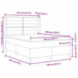 Letto a molle con materasso Grigio chiaro 140 x 190 cm Tessuto