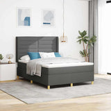 Letto a molle con materasso Grigio scuro 140 x 200 cm Tessuto