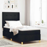 Letto a molle con testiera Nero 90 x 190 cm Tessuto
