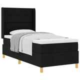 Letto a molle con testiera Nero 90 x 190 cm Tessuto