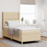 Letto a molle con testiera Crema 100 x 200 cm Tessuto