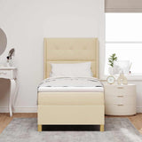 Letto a molle con testiera Crema 100 x 200 cm Tessuto