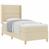 Letto a molle con testiera Crema 100 x 200 cm Tessuto