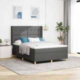 Letto a molle con testiera Grigio scuro 140 x 200 cm Tessuto