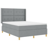 Letto a molle con testiera Grigio chiaro 160 x 200 cm Tessuto