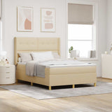 Letto a molle con testiera Crema 160 x 200 cm Tessuto