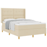 Letto a molle con testiera Crema 160 x 200 cm Tessuto