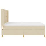 Letto a molle con testiera Crema 160 x 200 cm Tessuto