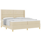 Letto a molle con testiera Crema 200 x 200 cm Tessuto