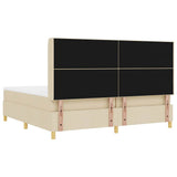 Letto a molle con testiera Crema 200 x 200 cm Tessuto