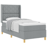 Letto a molle con testiera Grigio chiaro 100 x 200 cm Tessuto