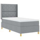 Letto a molle con testiera Grigio chiaro 100 x 200 cm Tessuto