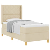 Letto a molle con testiera Crema 100 x 200 cm Tessuto
