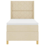 Letto a molle con testiera Crema 100 x 200 cm Tessuto