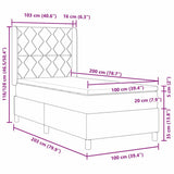 Letto a molle con testiera Crema 100 x 200 cm Tessuto