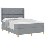 Letto a molle con testiera Grigio chiaro 160 x 200 cm Tessuto