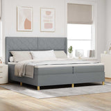 Letto a molle con testiera Grigio chiaro 200 x 200 cm Tessuto