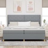 Letto a molle con testiera Grigio chiaro 200 x 200 cm Tessuto