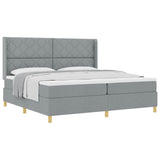 Letto a molle con testiera Grigio chiaro 200 x 200 cm Tessuto