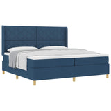 Letto a molle con testiera Blu 200 x 200 cm Tessuto