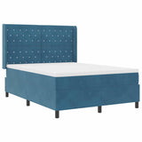 Letto a molle con testiera Blu 160 x 200 cm Velluto