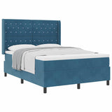 Letto a molle con testiera Blu 160 x 200 cm Velluto