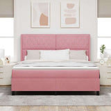 Letto a molle con materasso Rosa 180 x 200 cm Velluto
