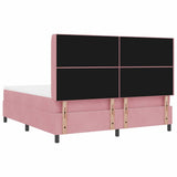 Letto a molle con materasso Rosa 180 x 200 cm Velluto